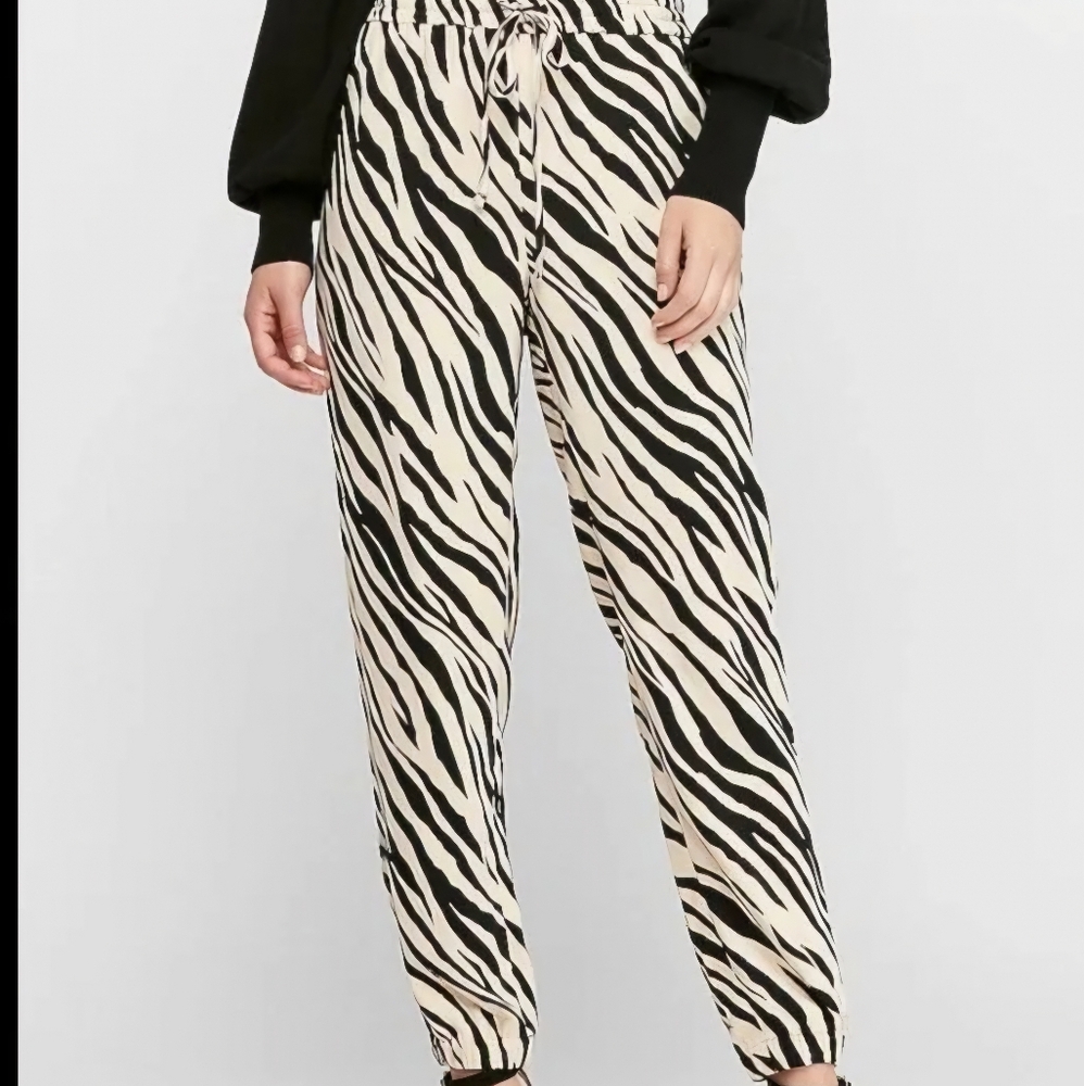 Express Zebra Print Ankle High Waisted Jogger